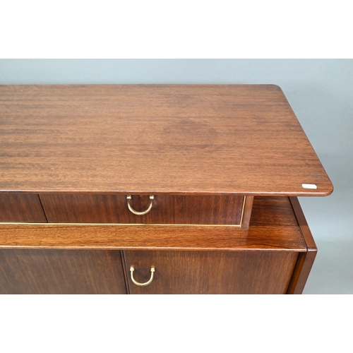 903 - E Gomme/G-Plan, a mid-century 'Librenza'  teak sideboard, raised on ebonised legs, 149 cm w x 46 cm ... 