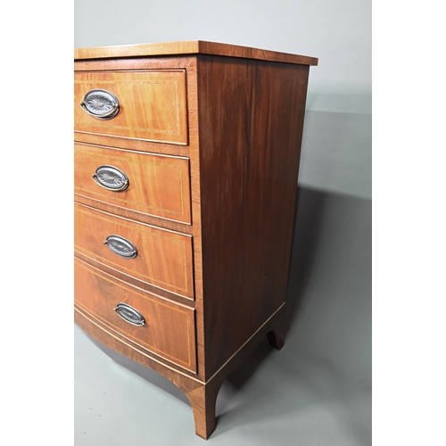 911 - A good quality Georgian style cross-banded mahogany bowfront chest of four long graduated drawers, w... 