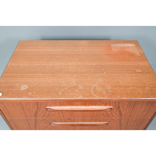 914 - A mid-century G-Plan Fresco range teak chest of four long drawers, on a plinth base, 72 cm x 44.5 cm... 