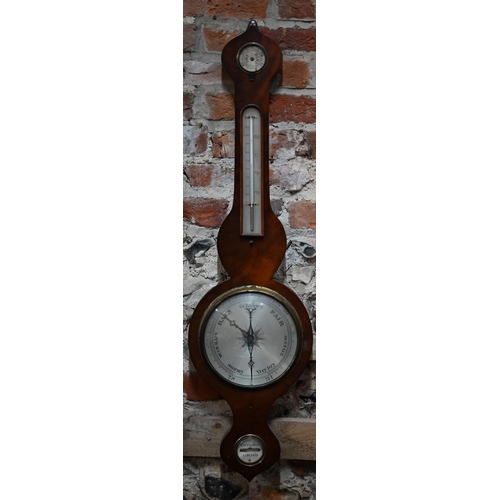 925 - Routledge, Carlisle, a Victorian mahogany barometer, with silvered fittings, a/f, 94 cm long x 25.5 ... 