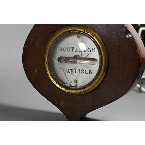 925 - Routledge, Carlisle, a Victorian mahogany barometer, with silvered fittings, a/f, 94 cm long x 25.5 ... 