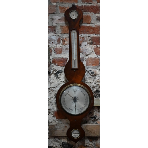 925 - Routledge, Carlisle, a Victorian mahogany barometer, with silvered fittings, a/f, 94 cm long x 25.5 ... 