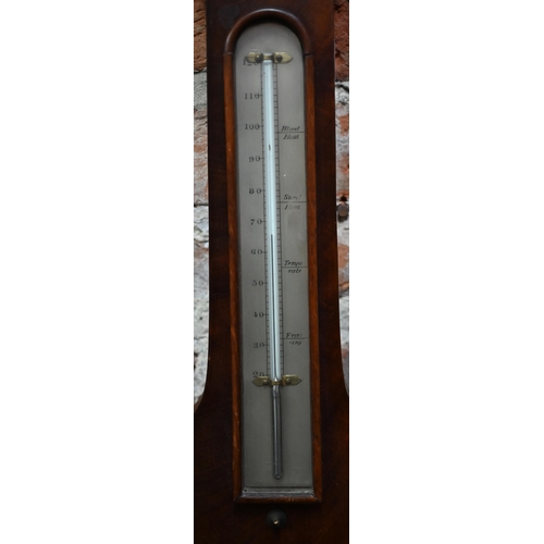 925 - Routledge, Carlisle, a Victorian mahogany barometer, with silvered fittings, a/f, 94 cm long x 25.5 ... 