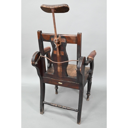 929 - An early 20th century barber's chair, bears makers plate for J W Clarke, Borough, London