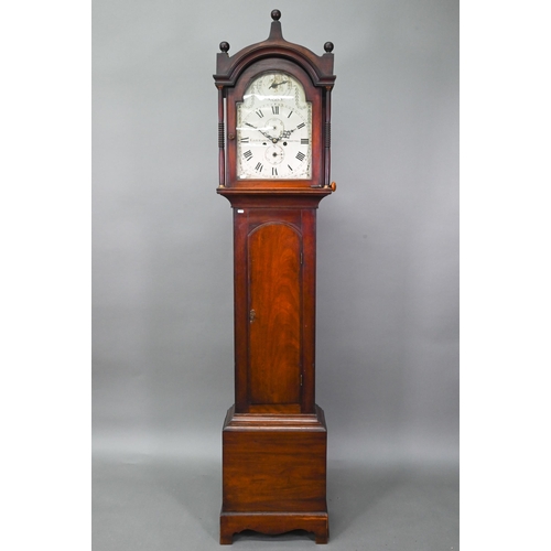 945 - Garrard, Bury St Edmunds, a Georgian mahogany longcase clock, the 8-day movement with arched silvere... 