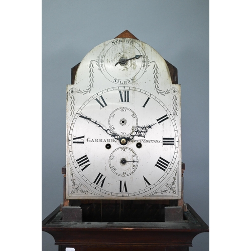 945 - Garrard, Bury St Edmunds, a Georgian mahogany longcase clock, the 8-day movement with arched silvere... 