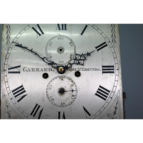 945 - Garrard, Bury St Edmunds, a Georgian mahogany longcase clock, the 8-day movement with arched silvere... 