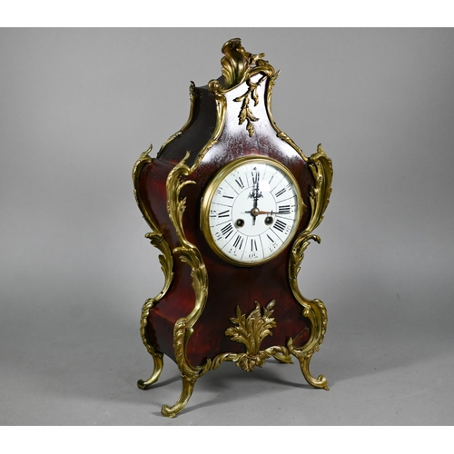 959 - A 19th century gilt-metal mounted tortoiseshell mantel clock, the two train eight-day movement strik... 