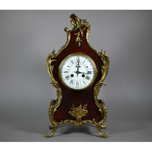 959 - A 19th century gilt-metal mounted tortoiseshell mantel clock, the two train eight-day movement strik... 