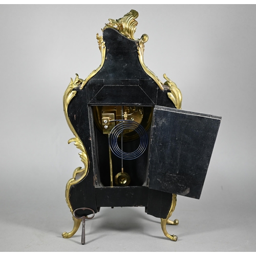 959 - A 19th century gilt-metal mounted tortoiseshell mantel clock, the two train eight-day movement strik... 