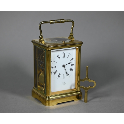 960 - Dent, 61 The Strand, London, a brass cased two train eight-day hour repeat carriage clock, striking ... 