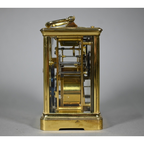 960 - Dent, 61 The Strand, London, a brass cased two train eight-day hour repeat carriage clock, striking ... 