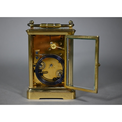 960 - Dent, 61 The Strand, London, a brass cased two train eight-day hour repeat carriage clock, striking ... 