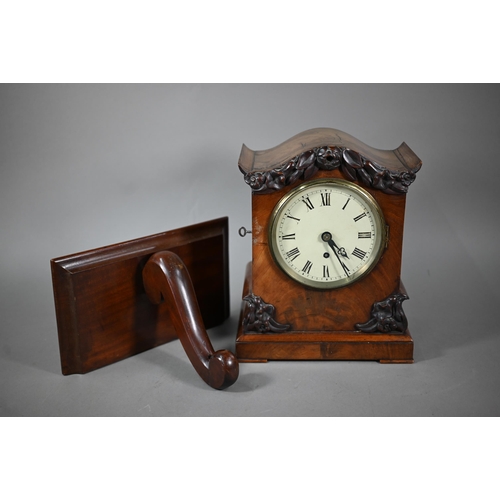 962 - A mid 19th century single fuse mahogany cased English bracket clock, with white enamelled dial and a... 