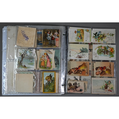 1012 - An interesting collection of late Victorian/Edwardian greetings cards, postcards, scraps, etc