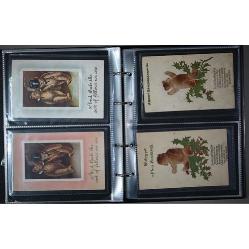 1013 - A collection of Kensitas cigarette silks, to/w an album of vintage teddy bear-themed postcards, two ... 