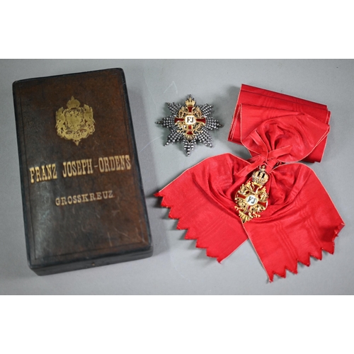 Imperial Austrian Order of Franz Joseph (1849) Grand Cross Set, First Type, pre 1870, by Gebruder Resch of Vienna.