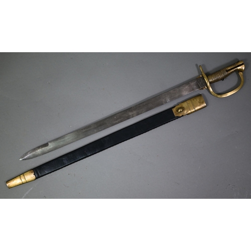 1079 - A Napoleonic period British Army Baker Rifle sword-bayonet, by Osborn & Gunbry with ribbed brass... 