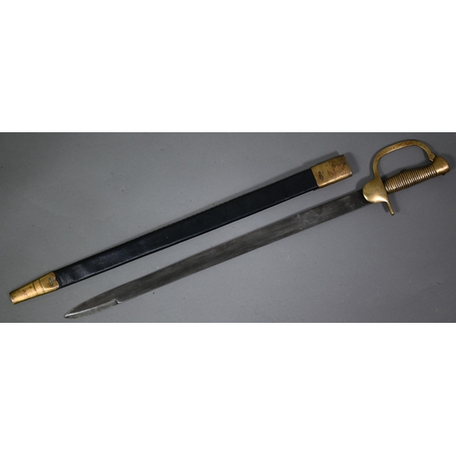 1079 - A Napoleonic period British Army Baker Rifle sword-bayonet, by Osborn & Gunbry with ribbed brass... 