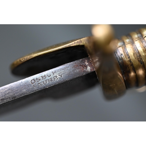 1079 - A Napoleonic period British Army Baker Rifle sword-bayonet, by Osborn & Gunbry with ribbed brass... 