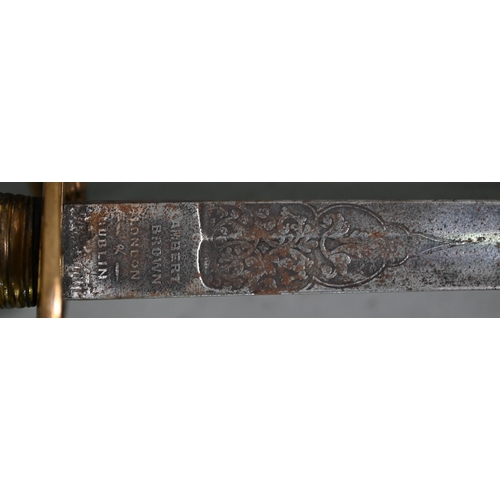 1083 - A Victorian Officer's sword, the 81 cm slightly curved blade etched for W P Hood Esq, Royal Bucks Mi... 