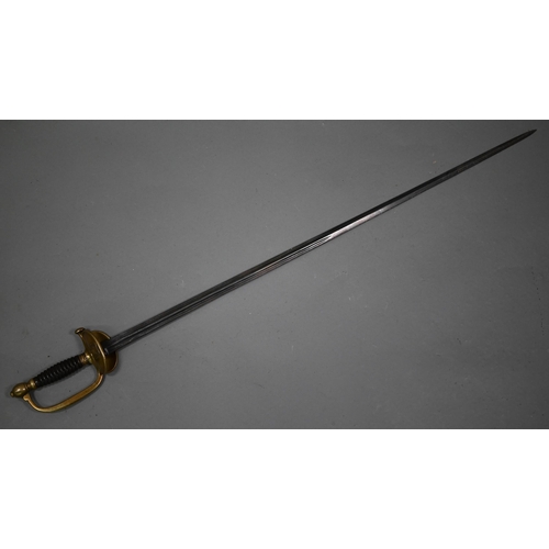 1084 - A 19th century French rapier sword with 81 cm tapered blade (engraved inscription unclear), folding ... 