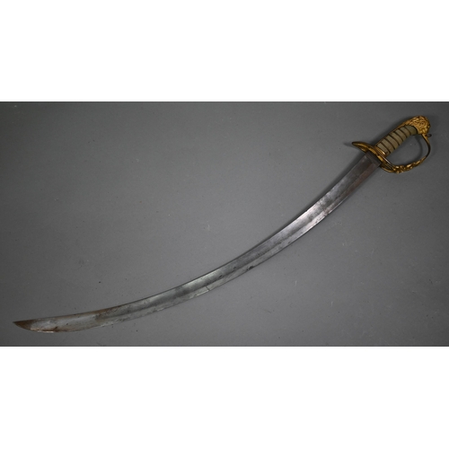 1085 - An 1805 pattern British Army officer's sabre with 76 cm curved blade, pierced gilt brass hilt with w... 