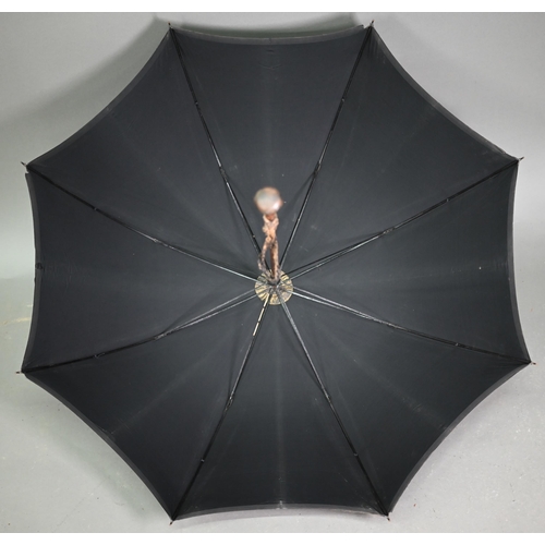 1089 - A lady's vintage umbrella by Kendal, with brown silk canopy on rosewood handle with gilt metal mount... 