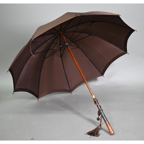 1089 - A lady's vintage umbrella by Kendal, with brown silk canopy on rosewood handle with gilt metal mount... 