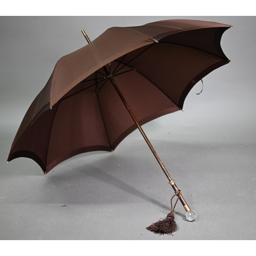 1089 - A lady's vintage umbrella by Kendal, with brown silk canopy on rosewood handle with gilt metal mount... 