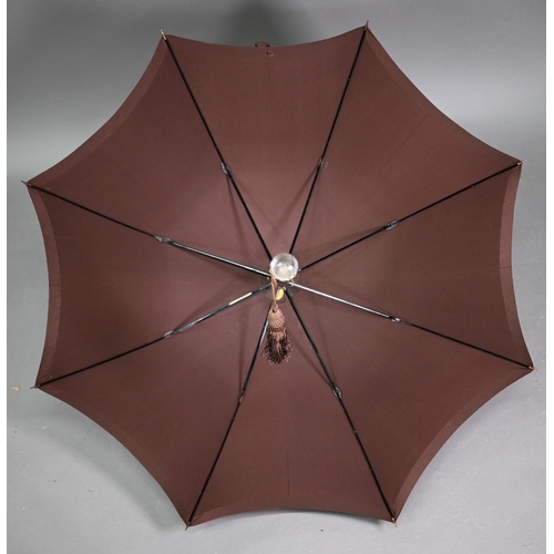 1089 - A lady's vintage umbrella by Kendal, with brown silk canopy on rosewood handle with gilt metal mount... 