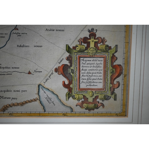 1100 - A 17th century map engraving of the Nile Delta, based on the 16th century Mercator engraving from th... 