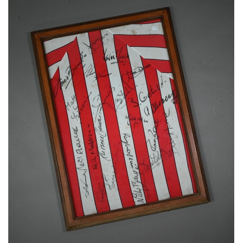 1105 - A Southampton FC football shirt, signed by the team, circa 1990, including Alan Shearer, Kevin Moore... 