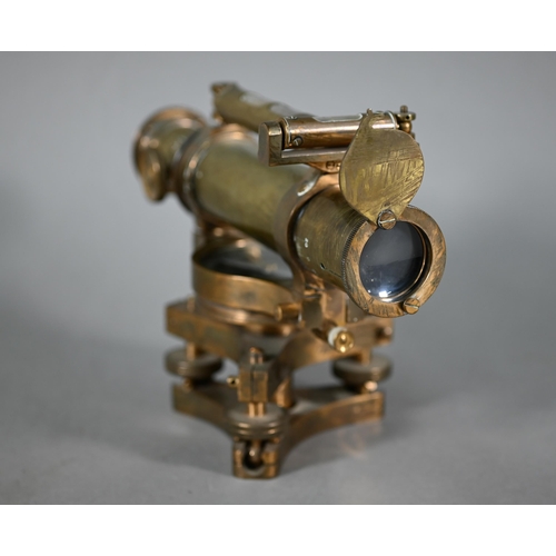 1224 - A vintage brass surveyor's dumpy level, 30 cm