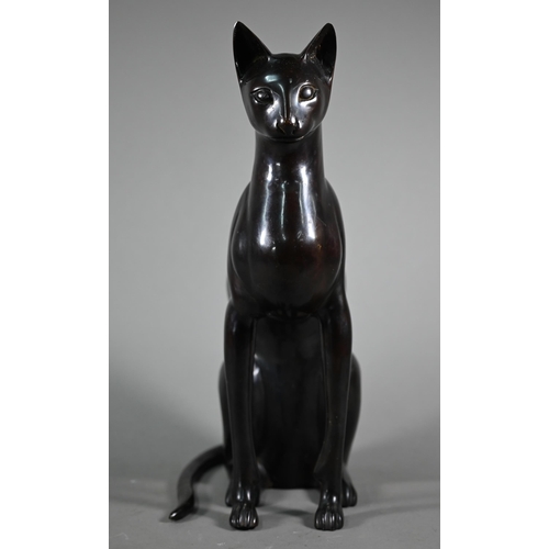 1231 - A brown bronze sculpture of a seated Egyptian cat, 37 cm h