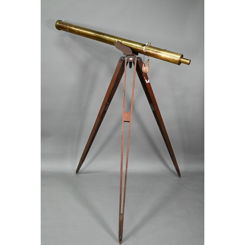 1234 - Dolland, London, a late 19th century brass tube telescope, raised on a folding wooden tripod stand -... 