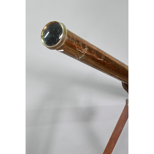 1234 - Dolland, London, a late 19th century brass tube telescope, raised on a folding wooden tripod stand -... 