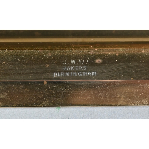 1236 - A vintage brass rolling ruler by UWW, Birmingham, 46 cm in stained pine case