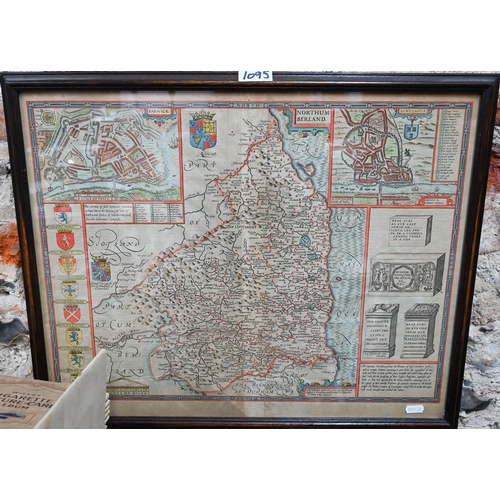 1095 - A 17th century county map engraving by John Speed, 'The Countie Westmorland and Kendale the Cheif To... 