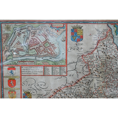 1095 - A 17th century county map engraving by John Speed, 'The Countie Westmorland and Kendale the Cheif To... 