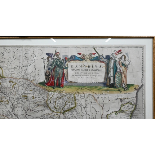 1097 - An 18th century map engraving by William Blaeu, 'Danubius Fluvius Europae Maximus', 41.5 x 96.5 cm, ... 