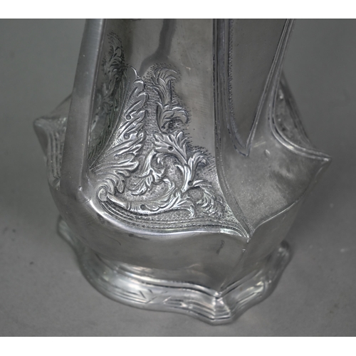 1225 - An Art Nouveau style pewter vase stamped 'Artesano Arco' (Portugal) 44 cm