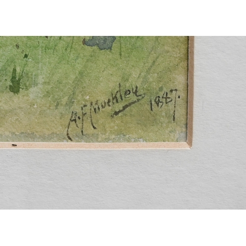 662 - Angelo Fairfax Muckley (1861-1920) - The farewell, watercolour, signed and dated 1887 lower right, 3... 