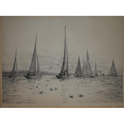 781 - William Lionel Wyllie (1851-1931) - Sailing vessels off the coast, etching, signed to lower left mar... 