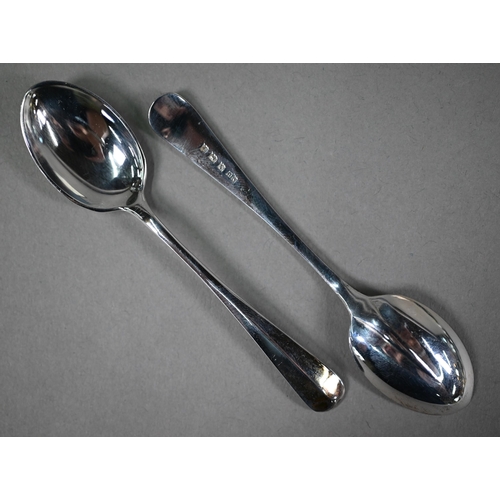 83 - A cased set of six Hanoverian rat-tail silver coffee spoons, Hampton Utilities, Birmingham 1969, to/... 