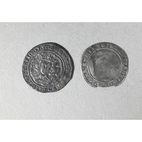 1036 - An Edward III groat 1327 - 1377, to/w a 1575 Elizabeth I sixpence (2)