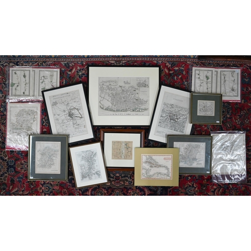 1156 - A selection of 19th century engraved county maps and others, to/w various Gilby and other route-maps... 