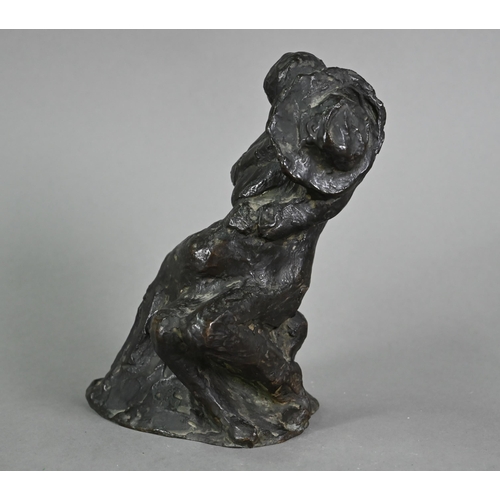 1163 - Jo Davidson (1883-1952) - A brown patinated bronze group, seated couple embracing, signed, 19cm high... 