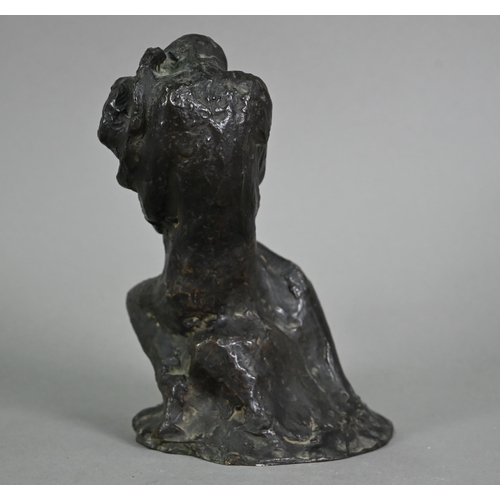 1163 - Jo Davidson (1883-1952) - A brown patinated bronze group, seated couple embracing, signed, 19cm high... 