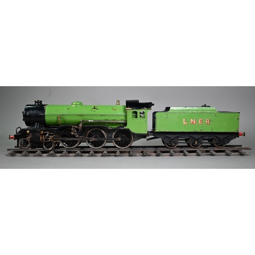 1187 - A well-detailed scratch-built 2 3/4in gauge live steam 4-6-0 locomotive and tender in LNER livery 89... 